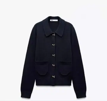 ZARA 자라 리본 버튼 니트 가디건 자켓 네이비