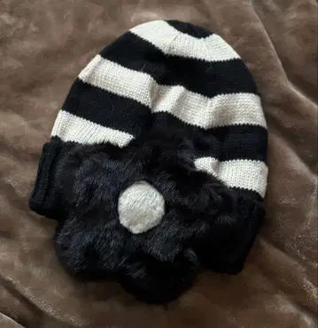 장밋빛 모자 줄무늬 니트 모자