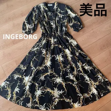 INGEBORG 스즈란 패턴 꽃무늬 7부 소매 원피스