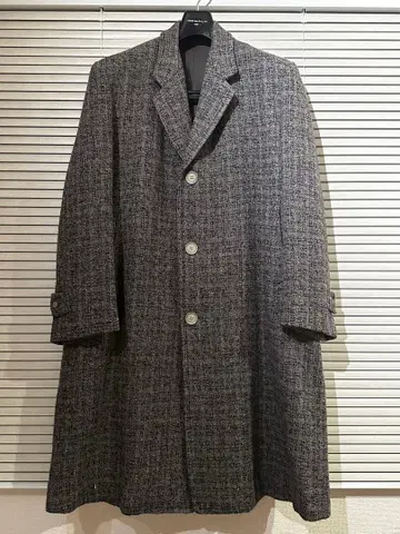 해리스 트위드 그레이 체크 무늬 롱 코트