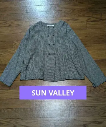 SUN VALLEY 선밸리 깅엄 체크 블라우스 더블 버튼 블라우스