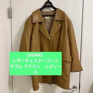 [ LEGNA ] 가죽 체스터 코트 더블 브라운 여성용