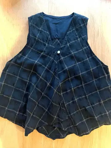 pot-pourri 체크 무늬 베스트 프론트 오픈 블랙