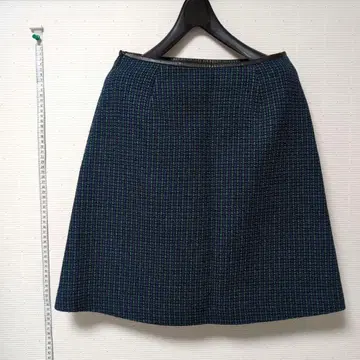 다크 블루그린 트위드 미니 스커트