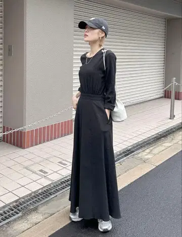 Ungrid 백리본 플레어 원피스 블랙