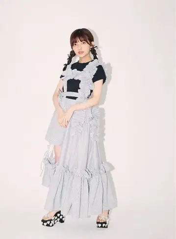 lillilly 스트라이프 프릴 하네스+셔츠 스커트