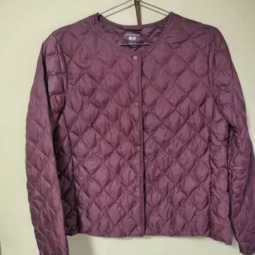 버건디 유니클로 웜 패드 퀼팅 자켓