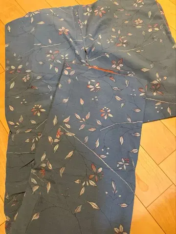 파란색 꽃무늬 코몬 기모노 앤티크 오메시