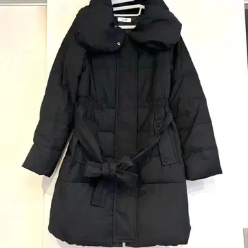 OFUON 롱 다운 자켓 블랙 38 사이즈 허리 끈 탈부착 가능