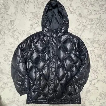 올드 유니클로 다운 자켓 Y2K S 사이즈 광택 네이비 다운 90