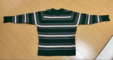 스트라이프 긴팔 니트 스웨터