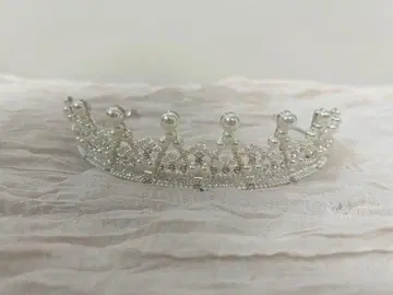 펄 장식의 실버 티아라