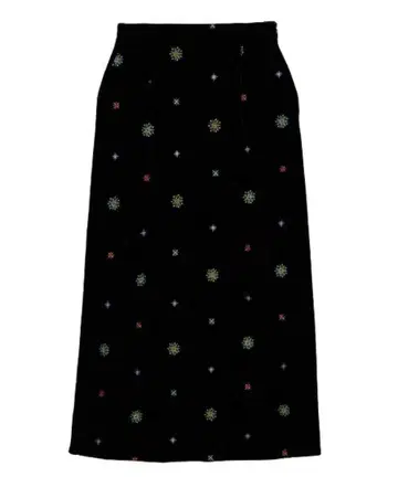 GLITTER EMBROIDERY VELOUR SKIRT