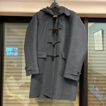 다크 블루 더플 코트 후드 부착