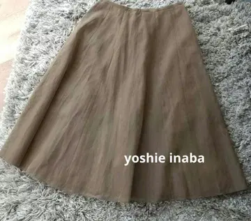 yoshie inaba 롱 스커트 실크 혼방 M 사이즈 브라운