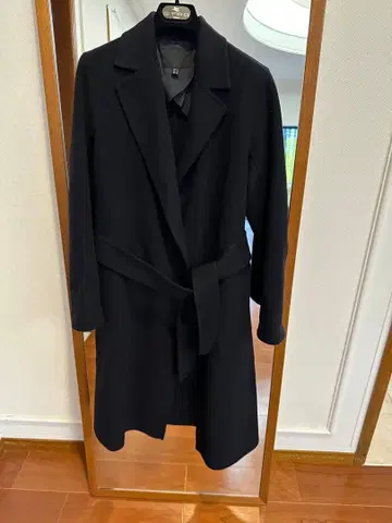 ICB 여성용 롱 코트 벨트 포함 네이비 컬러 S