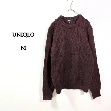 유니클로 케이블 니트 브라운 M 사이즈 웜 스웨터