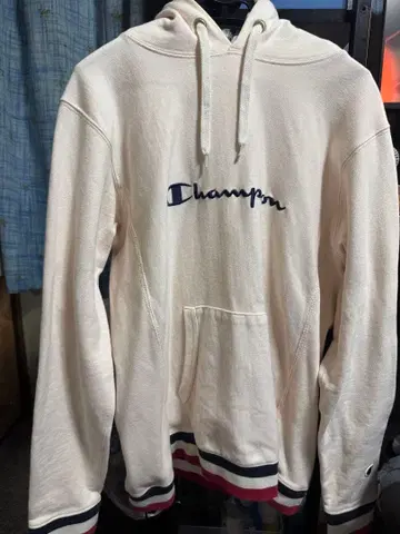 Champion 후드 부착 후드티 크림색