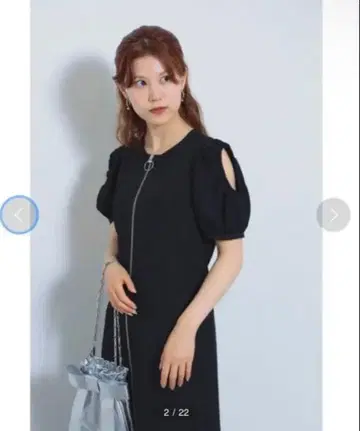 Ray BEAMS 암 오픈 지퍼 원피스 블랙