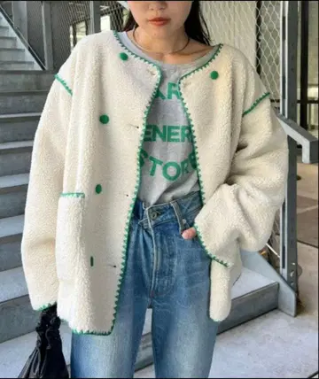 새상품 택 포함 헬로 샌프란시스코 보아 자켓 하마구리 스티치