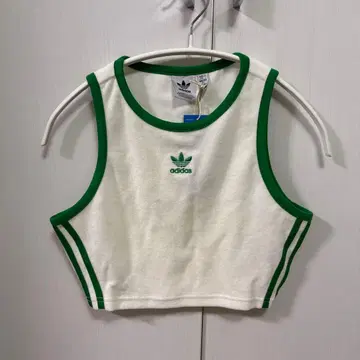 adidas 크롭 탱크탑 M 화이트/그린