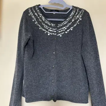 그레이 비즈 장식 가디건 M