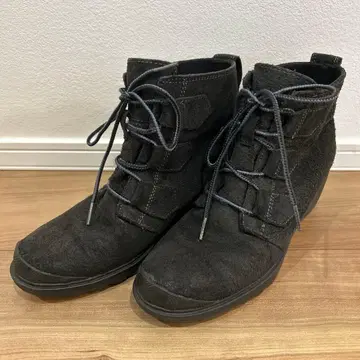 소렐 토론토 레이스 스웨이드 24cm 블랙 웨지솔