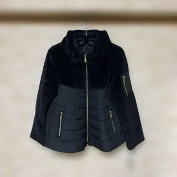 noa-ge 가벼운 보아 콤비 아우터 블랙 오버 디자인