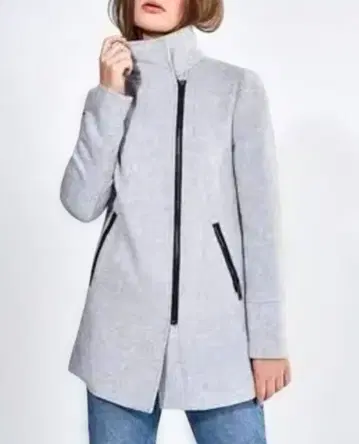 버쉬카 스탠드 카라 코트 자켓 그레이