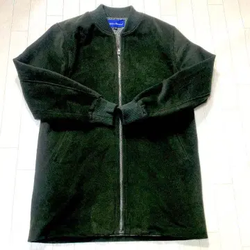 Urban Research 다크 그린 울 롱 바시티 자켓 38