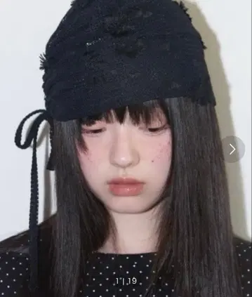 fancy club 레이스 리본 셔링 비니