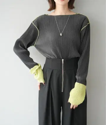 Lumier 긴팔 상의 다크 그레이/라임 F