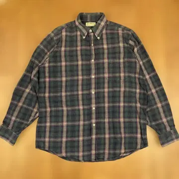 90s 엘엘빈 플란넬 셔츠 그린 x 퍼플 옴브레 체크