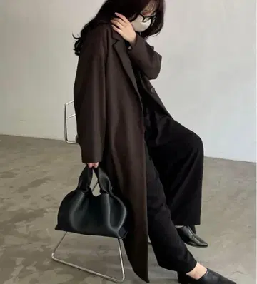 nairo 오버 사이즈 체스터 코트 브라운