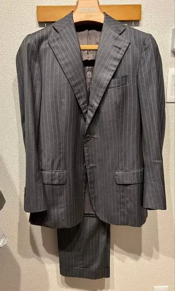 이탈리아제 풀 핸드메이드 ARGENIO 그레이 스트라이프 수트 45