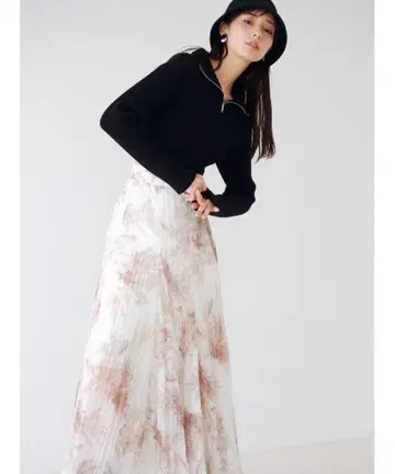 SNIDEL 와셔 프린트 스커트