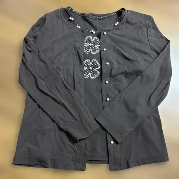 블랙 꽃무늬 자수 가디건 앙상블