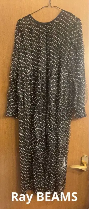 Ray BEAMS 도트 무늬 긴팔 롱 원피스