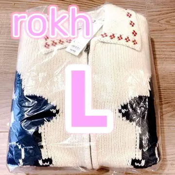 새상품 지유 로쿠 풀 집업 니트 자켓 by rokh 내추럴 L