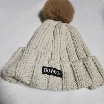 ROWOON 크림 니트 모자 퍼 포함 공식 굿즈