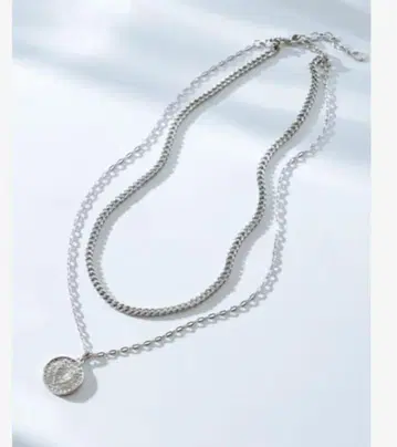23구 새상품급 2WAY 체인 코인 목걸이 실버 계열