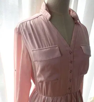 다나카 미나미 착용 Celford 핑크 새틴 손수건 헴 원피스 38