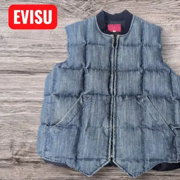 [ EVISU 에비수 ] 데님 다운 베스트 38 사이즈