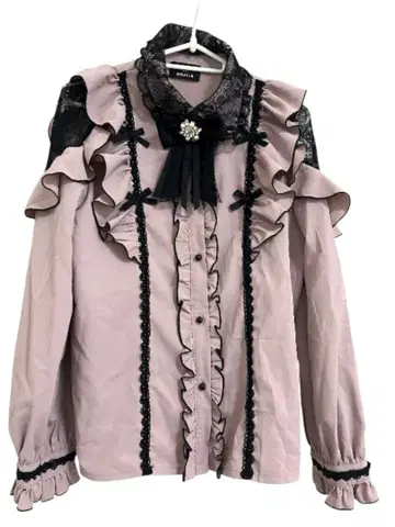 [ ROJITA ] 연보라 프릴 긴팔 셔츠