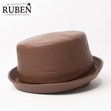 새상품 RUBEN 에코 가죽 포크 파이 햇 프리 사이즈 브라운