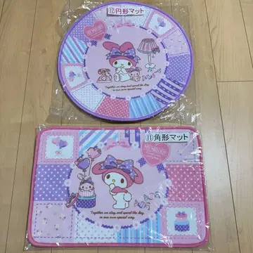 산리오 당첨 복권 마이멜로디 사각형 매트 원형 매트