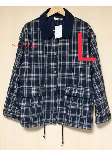 시마무라 NON 코듀로이 절개 체크 블루종 L 중파랑