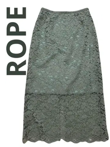 컨디션 최상 ROPE 레이스 종아리 기장 타이트 스커트 그린 사이즈 36