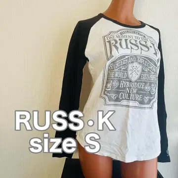 [ 헤이세이 갸루 ] RUSS K 로고 바이컬러 긴팔 T셔츠 롱T