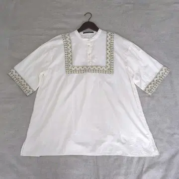 fu-dueka:: 에이카 자수 블라우스 인도 자수 화이트 면 100%